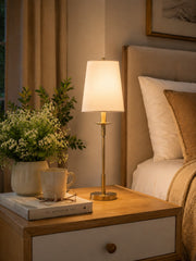 Rowan Linen Iron Table Lamp - Elegant Traditional Bedside Lighting